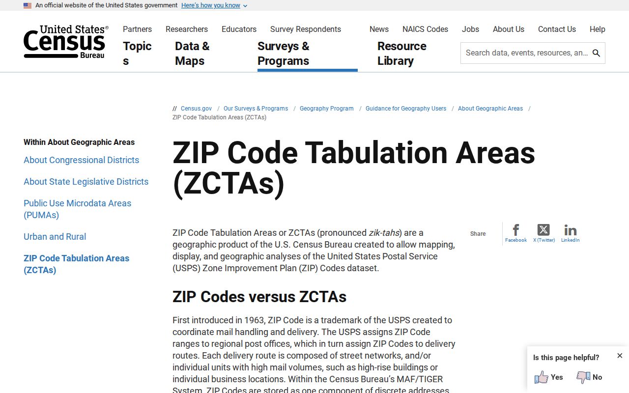 Suffolk ZIP code directory view of Census ZCTA geography guidance