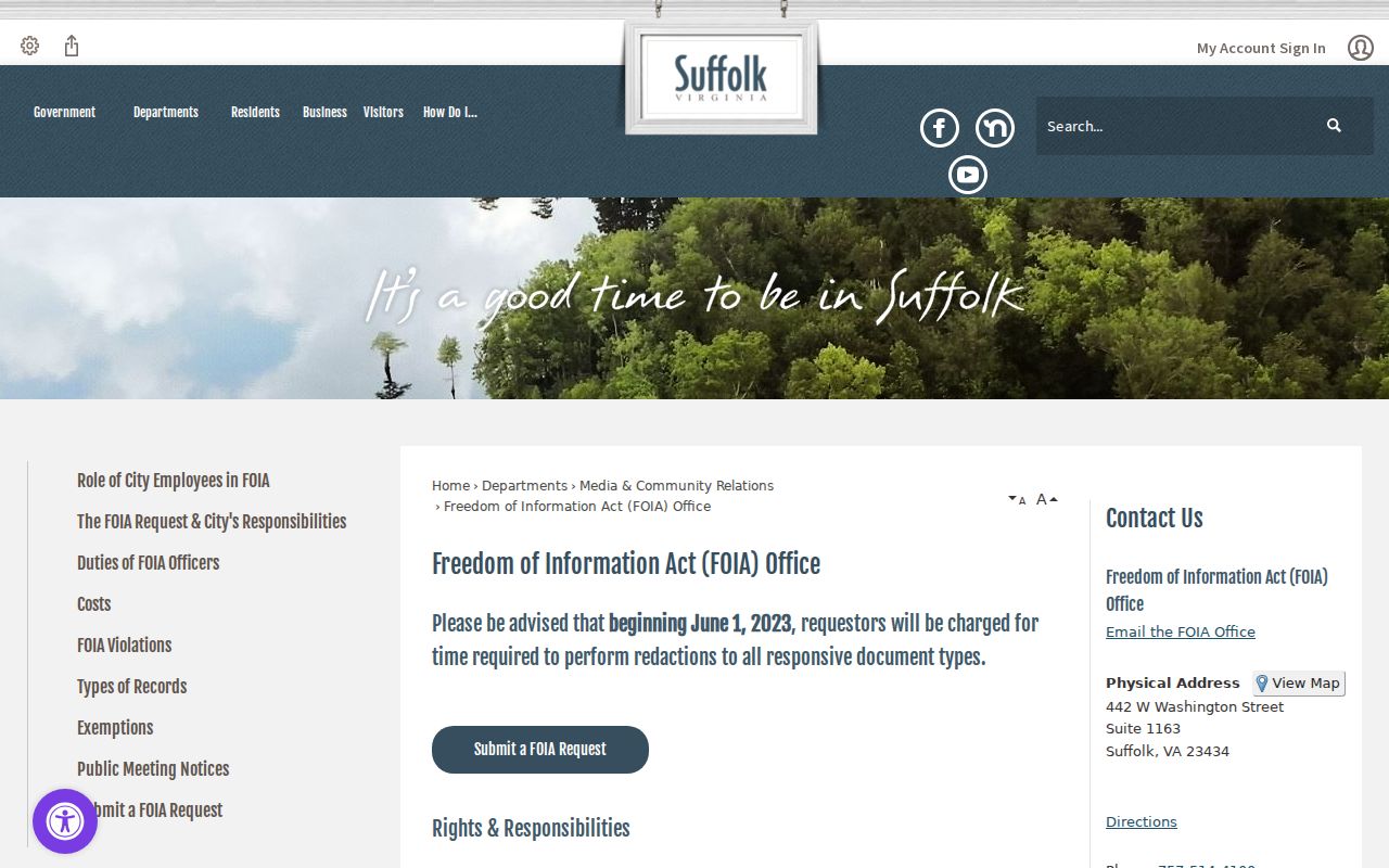 Suffolk residents directory FOIA Office procedure