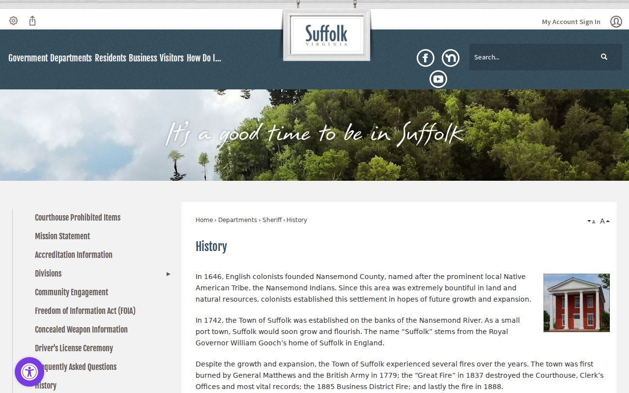 Suffolk previous residents official city history and jurisdiction context