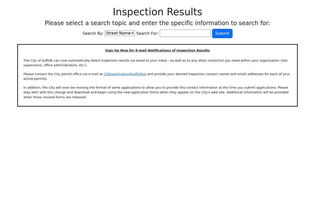 Suffolk street directory public property inspection results portal